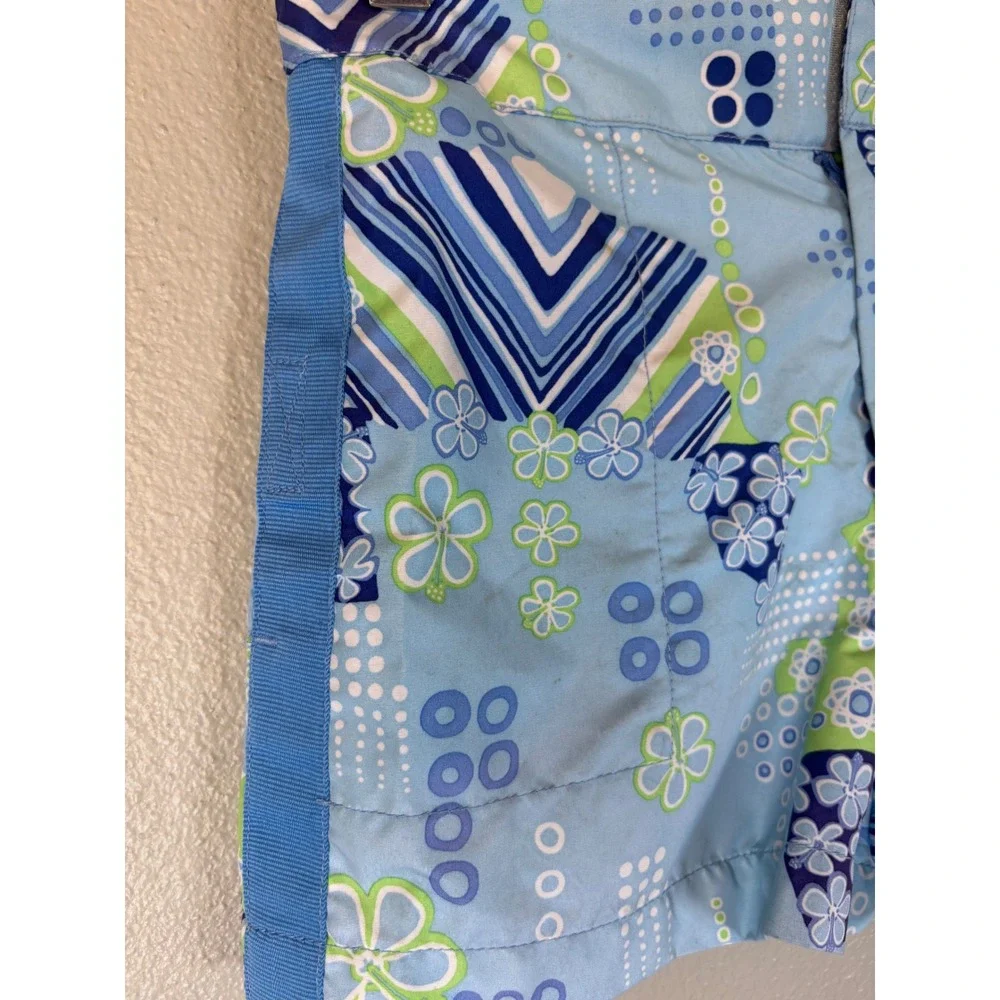 Y2K Energy Zone Girls Blue Floral Geometric‎ Board Shorts Swim Trunks Size 8